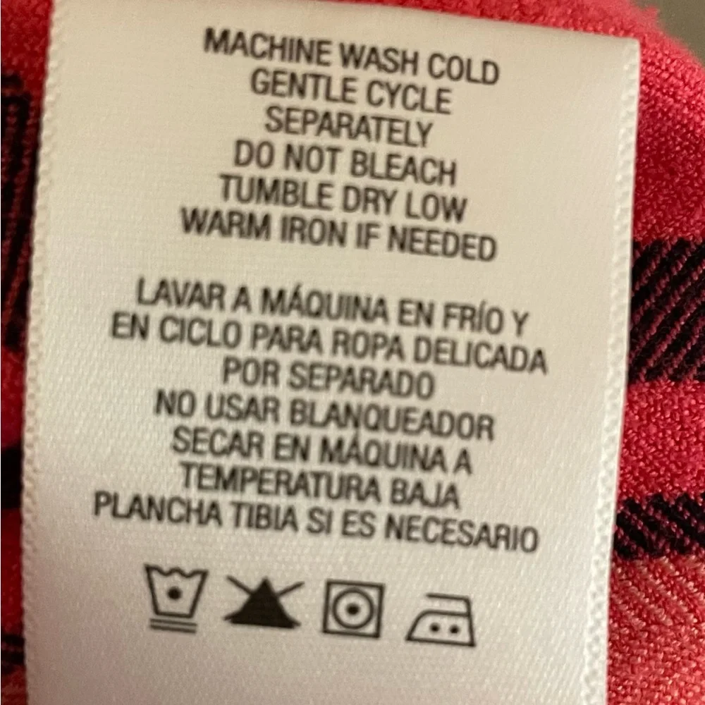 Spring/summer dress with shades of pink and black flannel print. Size Large - Picture 7 of 7